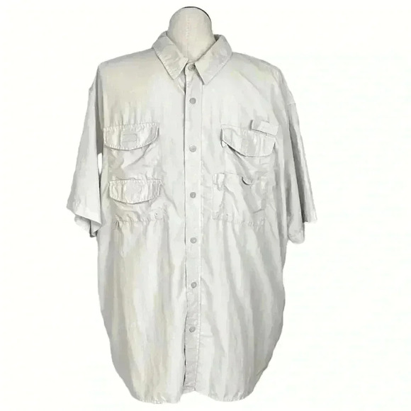 Eddie Bauer Sport Men 2XL Ripstop Fishing Shirt Pockets Short Sleeve Button Up - Picture 1 of 6